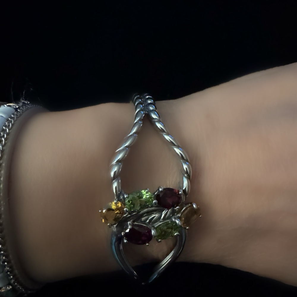 Carolyn Pollack Ruby, citrine, Peridot sterling silver bracelet. - Picture 4 of 7